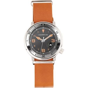 Morphic Mens M74 Series Leather-Band Watch W/magnified Date Display - Brown Stainless Steel - One Size Morphic Mens M74 Series Leather-Band Watch W/magnified Date Display - Brown Stainless Steel - One Size