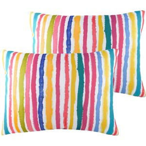 Evans Lichfield Aquarelle Stripe Cushions (Twin Pack) - Multicolour - Size 43 Cm X 33 Cm Evans Lichfield Aquarelle Stripe Cushions (Twin Pack) - Multicolour - Size 43 Cm X 33 Cm