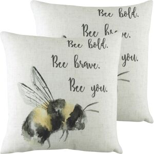 Evans Lichfield Bee You Cushions (Twin Pack) - White - Size 43 Cm X 43 Cm Evans Lichfield Bee You Cushions (Twin Pack) - White - Size 43 Cm X 43 Cm