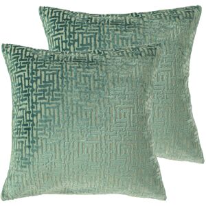 Paoletti Delphi Cushions (Twin Pack) - Green - Size 45 Cm X 45 Cm Paoletti Delphi Cushions (Twin Pack) - Green - Size 45 Cm X 45 Cm