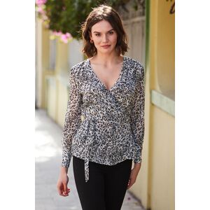 Sosandar Womens White Leopard Print Wrap Top - Size 12 Uk Sosandar Womens White Leopard Print Wrap Top - Size 12 Uk