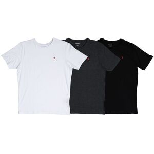 Farah Mens Colney 3 Pack T-Shirts In Black Grey White Cotton - Size Small Farah Mens Colney 3 Pack T-Shirts In Black Grey White Cotton - Size Small