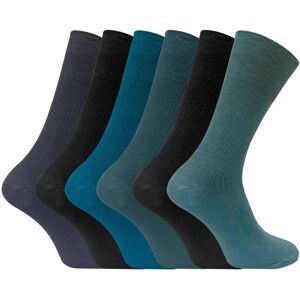 Sock Snob 6 Pairs Mens Breathable Cotton Non Elastic Loose Wide Top Dress Socks - Blue - Size Uk 6-11 Sock Snob 6 Pairs Mens Breathable Cotton Non Elastic Loose Wide Top Dress Socks - Blue - Size Uk 6-11