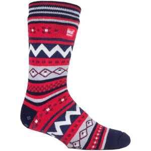 Heat Holders Mens Nordic Patterned Non Slip Thermal Slipper Socks With Grippers - Blue Nylon - Size 6-11 Heat Holders Mens Nordic Patterned Non Slip Thermal Slipper Socks With Grippers - Blue Nylon - Size 6-11