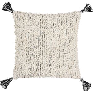 Hoem Cambre Boucle Tasselled Feather Filled Cushion - Black/white Cotton - Size 50 Cm X 50 Cm Hoem Cambre Boucle Tasselled Feather Filled Cushion - Black/white Cotton - Size 50 Cm X 50 Cm