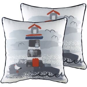 Evans Lichfield Nautical Lighthouse Cushions (Twin Pack) - Multicolour - Size 43 Cm X 43 Cm Evans Lichfield Nautical Lighthouse Cushions (Twin Pack) - Multicolour - Size 43 Cm X 43 Cm