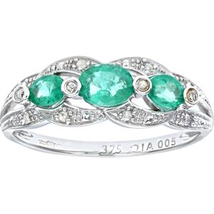Diamant L'Eternel Womens 9ct White Gold Emerald And Diamond Fig 8 Design Ring - Size K Diamant L'Eternel Womens 9ct White Gold Emerald And Diamond Fig 8 Design Ring - Size K