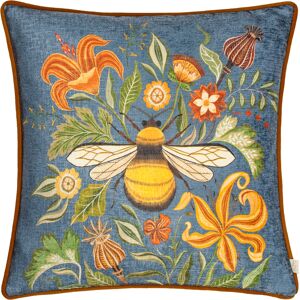 Evans Lichfield Hawthorn Bee Chenille Piped Feather Filled Cushion - Blue - Size 43 Cm X 43 Cm Evans Lichfield Hawthorn Bee Chenille Piped Feather Filled Cushion - Blue - Size 43 Cm X 43 Cm