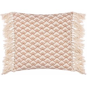 Yard Saku Blossom Fringed Cushion Cover - Brown Cotton - Size 50 Cm X 50 Cm Yard Saku Blossom Fringed Cushion Cover - Brown Cotton - Size 50 Cm X 50 Cm