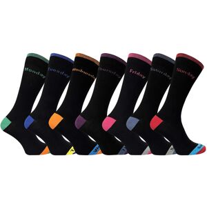Sock Snob 7 Pack Mens Black / Coloured Heel And Toe Day Of The Week Cotton Socks - Size Uk 6-11 Sock Snob 7 Pack Mens Black / Coloured Heel And Toe Day Of The Week Cotton Socks - Size Uk 6-11