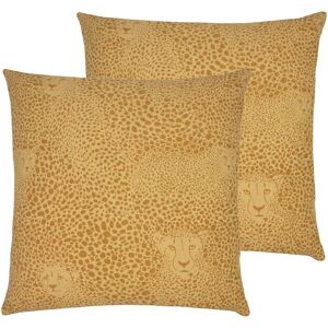 Furn. Hidden Cheetah Cushions (Twin Pack) - Yellow Cotton - Size 50 Cm X 50 Cm Furn. Hidden Cheetah Cushions (Twin Pack) - Yellow Cotton - Size 50 Cm X 50 Cm