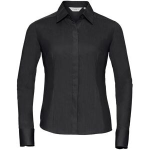 Russell Athletic Collection Ladies/womens Long Sleeve Poly-Cotton Easy Care Fitted Poplin Shirt (Black) - Size X-Small Russell Athletic Collection Ladies/womens Long Sleeve Poly-Cotton Easy Care Fitted Poplin Shirt (Black) - Size X-Small