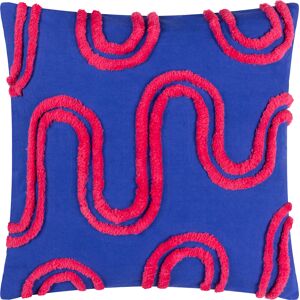 Heya Home Archie Tufted Filled Cushion - Blue/pink Cotton - Size 45 Cm X 45 Cm Heya Home Archie Tufted Filled Cushion - Blue/pink Cotton - Size 45 Cm X 45 Cm