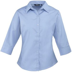 Premier Womens/ladies Poplin 3/4 Sleeve Shirt (Mid Blue) - Size 24 Uk Premier Womens/ladies Poplin 3/4 Sleeve Shirt (Mid Blue) - Size 24 Uk