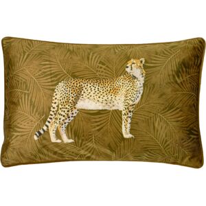 Paoletti Cheetah Forest Velvet Piped Cushion Cover - Gold - One Size Paoletti Cheetah Forest Velvet Piped Cushion Cover - Gold - One Size