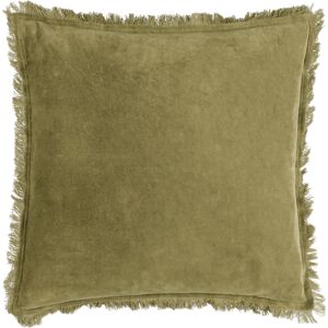 Yard Jaye Velvet Fringed Cushion Cover - Green Cotton - Size 45 Cm X 45 Cm Yard Jaye Velvet Fringed Cushion Cover - Green Cotton - Size 45 Cm X 45 Cm