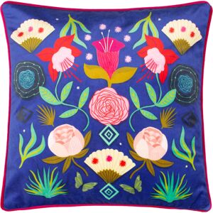 Kate Merritt Fiesta Folk Piped Velvet Filled Cushion - Multicolour - One Size Kate Merritt Fiesta Folk Piped Velvet Filled Cushion - Multicolour - One Size