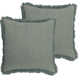 Furn. Sienna Cushions (Twin Pack) - Teal Cotton - Size 45 Cm X 45 Cm Furn. Sienna Cushions (Twin Pack) - Teal Cotton - Size 45 Cm X 45 Cm