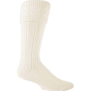 Sock Snob Mens Knee High Wool Blend Ribbed Cream Hose Kilt Socks - Nylon - Size Uk 6-11 Sock Snob Mens Knee High Wool Blend Ribbed Cream Hose Kilt Socks - Nylon - Size Uk 6-11