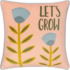 Furn. Little Let'S Grow Piped Velvet Filled Cushion - Pink - Size 43 Cm X 43 Cm Furn. Little Let'S Grow Piped Velvet Filled Cushion - Pink - Size 43 Cm X 43 Cm