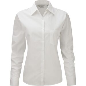 Russell Athletic Jerzees Ladies/womens Long Sleeve Pure Cotton Work Shirt (White) - Size Small Russell Athletic Jerzees Ladies/womens Long Sleeve Pure Cotton Work Shirt (White) - Size Small