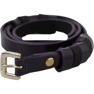 Gf Ferre Womens Black Leather Thin Gold Metal Chrome Buckle Belt - Size 34 (Waist) Gf Ferre Womens Black Leather Thin Gold Metal Chrome Buckle Belt - Size 34 (Waist)
