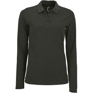 Sols Womens/ladies Perfect Long Sleeve Pique Polo Shirt (Charcoal Marl) - Size 2xl Sols Womens/ladies Perfect Long Sleeve Pique Polo Shirt (Charcoal Marl) - Size 2xl