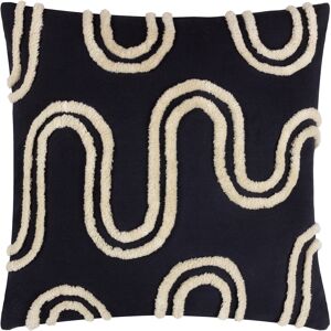 Heya Home Archie Tufted Feather Filled Cushion - Black/white Cotton - Size 45 Cm X 45 Cm Heya Home Archie Tufted Feather Filled Cushion - Black/white Cotton - Size 45 Cm X 45 Cm