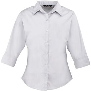 Premier Womens/ladies Poplin 3/4 Sleeve Shirt (Silver) - Size 8 Uk Premier Womens/ladies Poplin 3/4 Sleeve Shirt (Silver) - Size 8 Uk