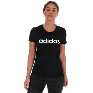 Adidas Womens Essentials Linear Slim T-Shirt In Black-White Cotton - Size 6 Uk Adidas Womens Essentials Linear Slim T-Shirt In Black-White Cotton - Size 6 Uk