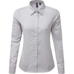 Premier Womens/ladies Maxton Check Long Sleeve Shirt (Silver/white) - Grey - Size Medium Premier Womens/ladies Maxton Check Long Sleeve Shirt (Silver/white) - Grey - Size Medium