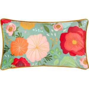 Kate Merritt Duck Egg Floral Piped Velvet Cushion Cover - Blue - One Size Kate Merritt Duck Egg Floral Piped Velvet Cushion Cover - Blue - One Size