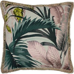 Furn. Amazonia Tropical Floral Bordered Feather Filled Cushion - Pink - One Size Furn. Amazonia Tropical Floral Bordered Feather Filled Cushion - Pink - One Size