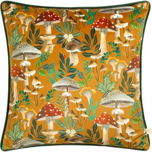 Wylder Nature Wild Gardens Mushroom Repeat Velvet Piped Cushion Cover - Gold - Size 43 Cm X 43 Cm Wylder Nature Wild Gardens Mushroom Repeat Velvet Piped Cushion Cover - Gold - Size 43 Cm X 43 Cm