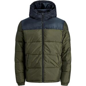 Jack & Jones Mens Regular Fit Long Sleeves Puffer Hood Forest Night - Olive - Size X-Large Jack & Jones Mens Regular Fit Long Sleeves Puffer Hood Forest Night - Olive - Size X-Large