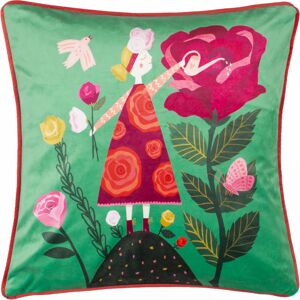 Kate Merritt Flower Girl Piped Velvet Feather Filled Cushion - Multicolour - One Size Kate Merritt Flower Girl Piped Velvet Feather Filled Cushion - Multicolour - One Size