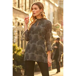 Sosandar Womens Black & Cream Spot Print Top Leather - Size 6 Uk Sosandar Womens Black & Cream Spot Print Top Leather - Size 6 Uk