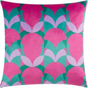 Heya Home Raeya Art Deco Velvet Filled Cushion - Pink - One Size Heya Home Raeya Art Deco Velvet Filled Cushion - Pink - One Size