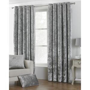 Paoletti Verona Crushed Velvet Eyelet Curtains - Silver - 117cm x 183cm - Curtain Paoletti Verona Crushed Velvet Eyelet Curtains - Silver - 117cm x 183cm - Curtain