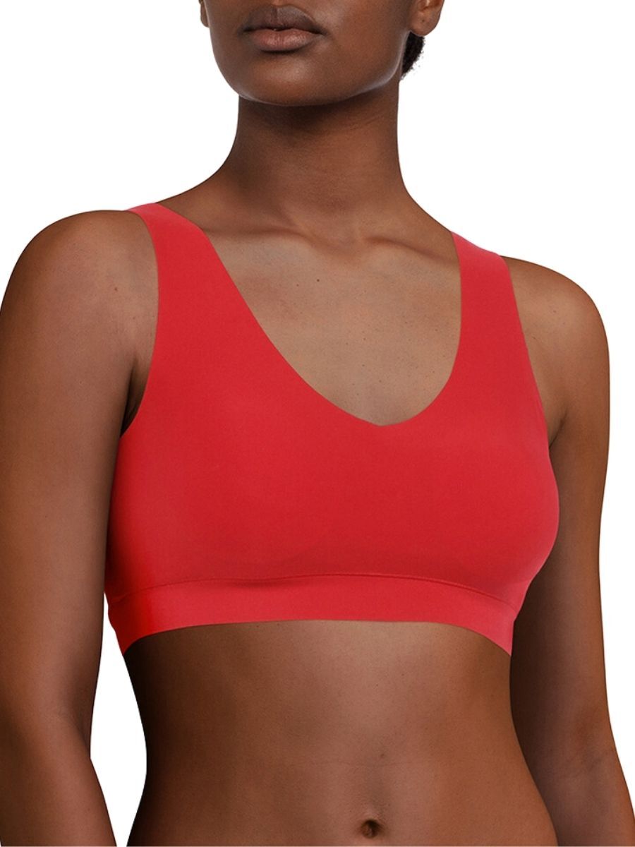Chantelle Womens Softstretch V-Neck Jersey Crop Top - Red Polyamide - Size X-Small/small