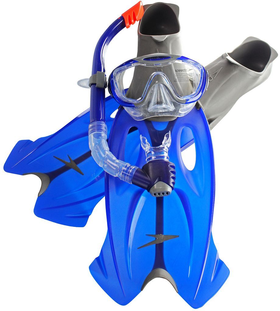 Speedo Glide Mask Fin Mens Snorkel Set - Blue - Size Uk 3