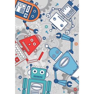 Little Furn Robot Wall Mural Blue - One Size Little Furn Robot Wall Mural Blue - One Size