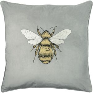 Paoletti Hortus Embroidered Bee Piped Velvet Cushion Cover - Silver - One Size Paoletti Hortus Embroidered Bee Piped Velvet Cushion Cover - Silver - One Size