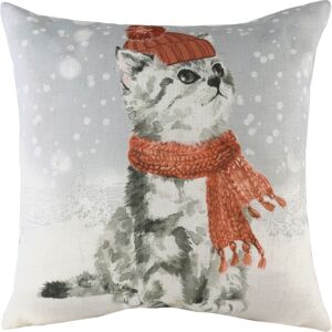 Evans Lichfield Snowcat With Scarf Watercolour Printed Cushion Cover - Multicolour - One Size Evans Lichfield Snowcat With Scarf Watercolour Printed Cushion Cover - Multicolour - One Size