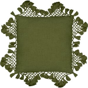 Yard Anko Macrame Tasselled Feather Filled Cushion - Khaki Cotton - One Size Yard Anko Macrame Tasselled Feather Filled Cushion - Khaki Cotton - One Size