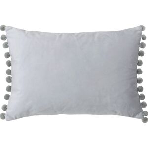 Paoletti Fiesta Velvet Pom Pom Trimmed Feather Filled Cushion - Silver - One Size Paoletti Fiesta Velvet Pom Pom Trimmed Feather Filled Cushion - Silver - One Size