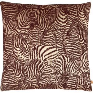 Kai Hector Zebra Jacquard Rectangular Feather Filled Cushion - Brown Viscose - One Size Kai Hector Zebra Jacquard Rectangular Feather Filled Cushion - Brown Viscose - One Size