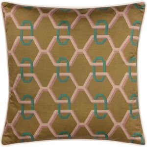Paoletti Carnaby Chain Geometric Satin Feather Filled Cushion - Bronze - Size 45 Cm X 45 Cm Paoletti Carnaby Chain Geometric Satin Feather Filled Cushion - Bronze - Size 45 Cm X 45 Cm