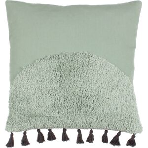 Furn. Radian Semi Circle Tufted Cotton Tasselled Feather Filled Cushion - Green - One Size Furn. Radian Semi Circle Tufted Cotton Tasselled Feather Filled Cushion - Green - One Size