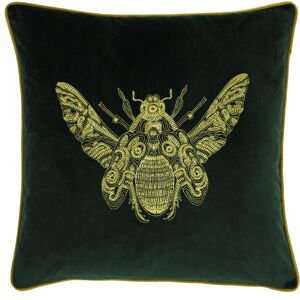 Paoletti Cerana Embroidered Bee Piped Velvet Feather Filled Cushion - Emerald - One Size Paoletti Cerana Embroidered Bee Piped Velvet Feather Filled Cushion - Emerald - One Size